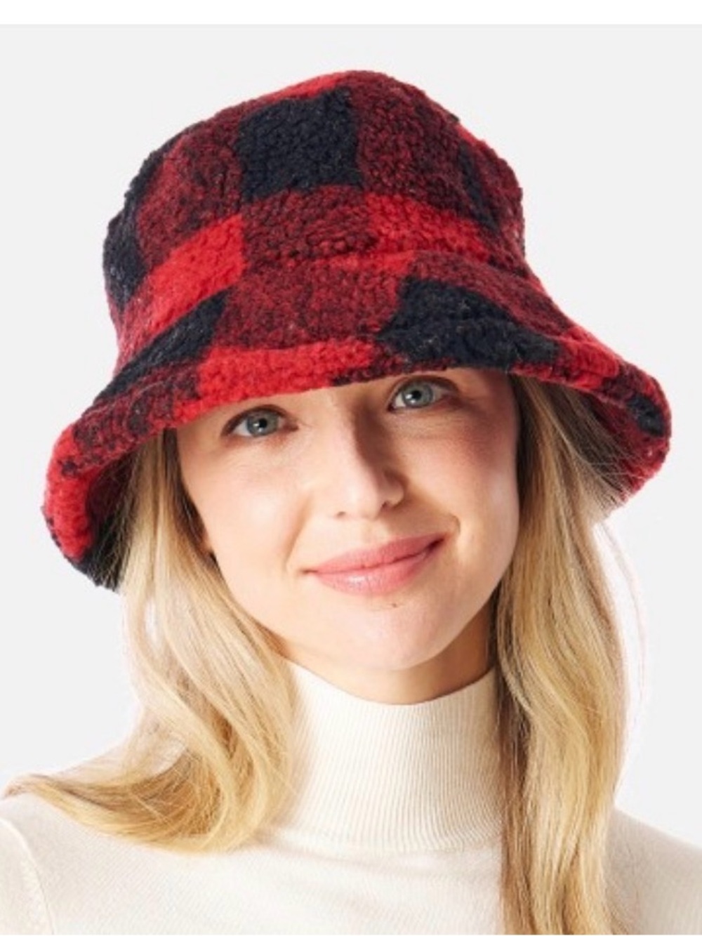 C.C Exclusive Women Fashion
Soft Check Plaid Checker
Fleece Bucket Hat black red